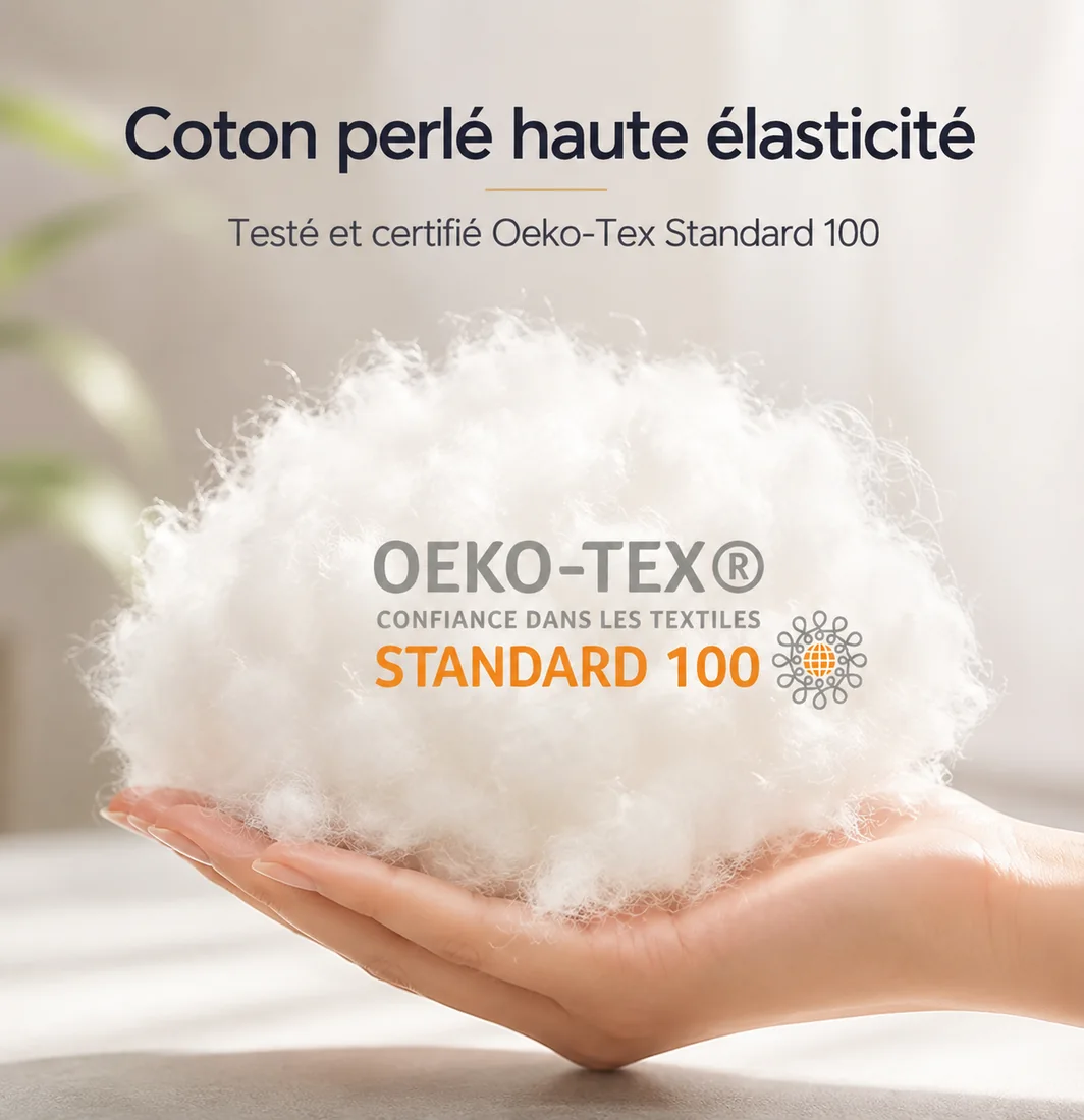 Une poignée de garnissage en fibres blanches tenue dans une main ouverte